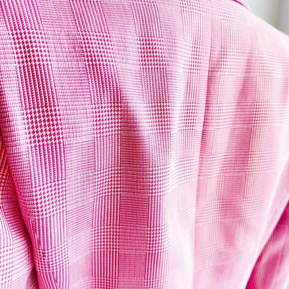 Vintage Jean Louis Scherrer Pink Metallic Silver Plaid Blazer 38 - Picture 12 of 15